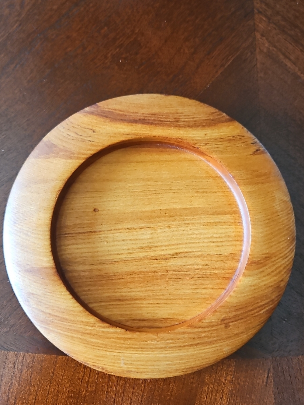 Vintage Hand-Turned New Zealand Rimu Wood Trinket Dish/Candle Holder Signed CB